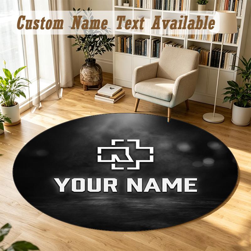 Round Rug Custom NameRammstein Pattern Non Slip Carpet Home Floor Decor