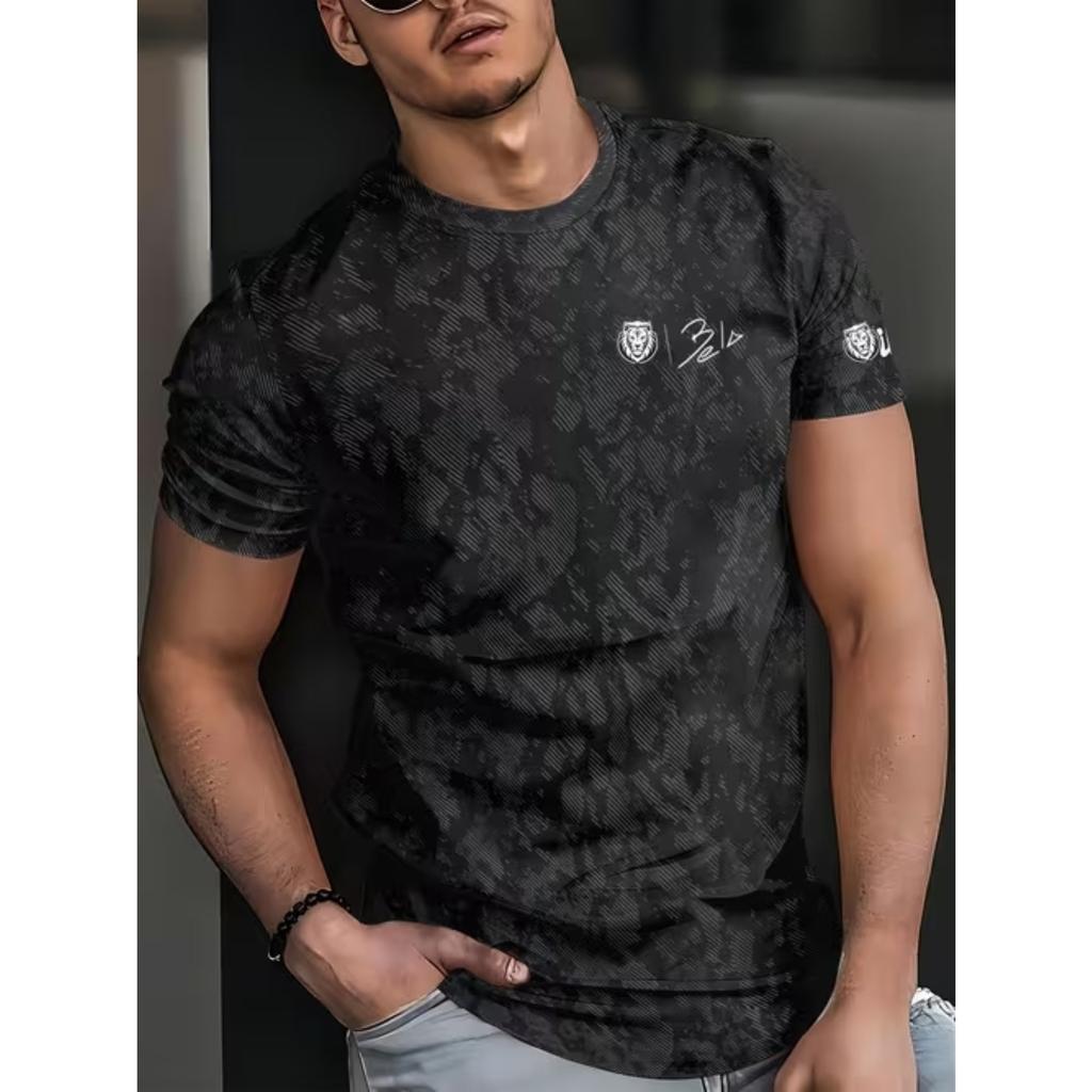 New Summer Men's Fashion T-shirt Personality Geometric Pattern Printed Men's T-shirt Top