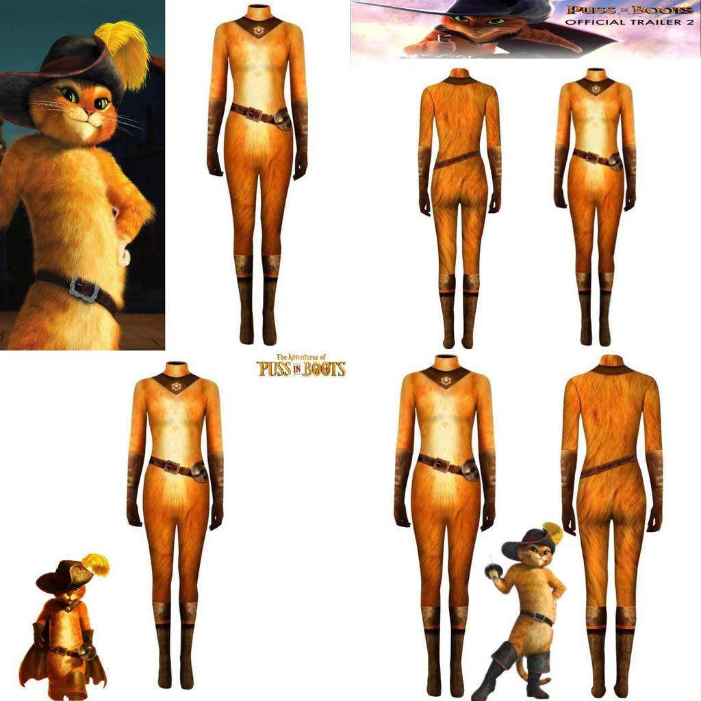 Puss In Boots Cosplay Costume Jumpsuit For Halloween Carnival