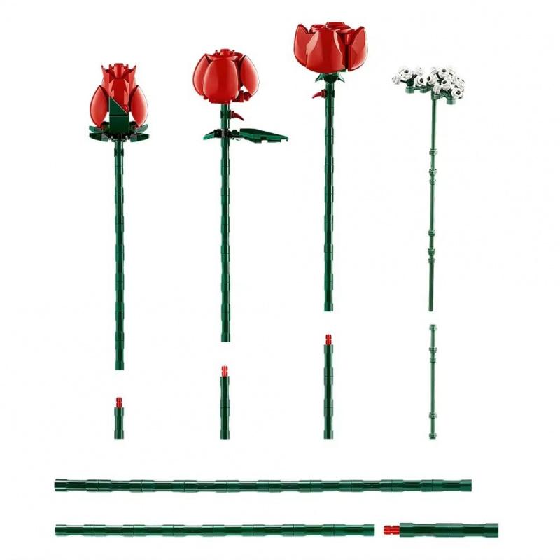 1 set byggbara blomsterbuketter, byggklossar, evig rosmodell för alla hjärtans dag, födelsedagspresent, kreativ heminredning för skrivbord