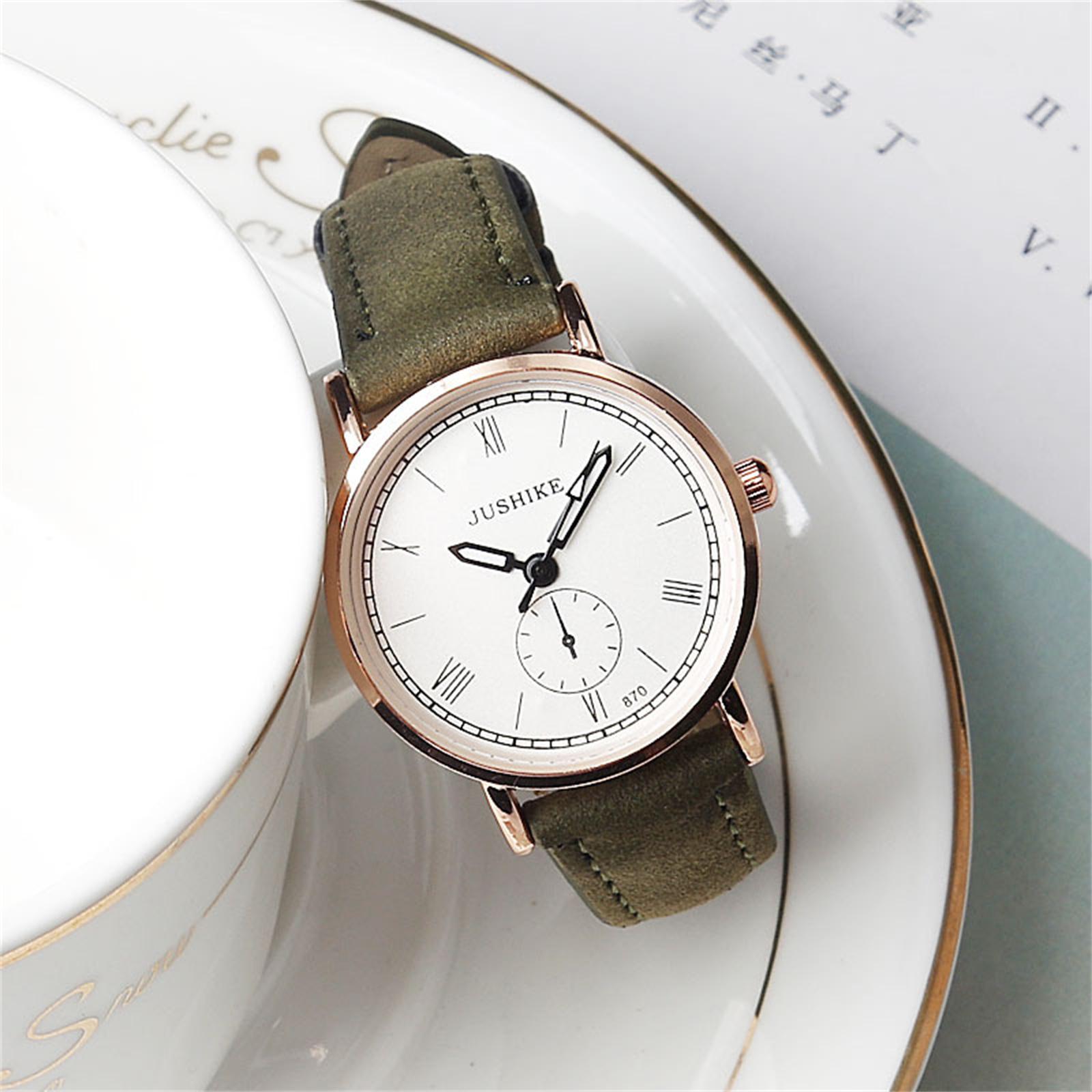 

Женские модные кожаные часы One Size зелёный