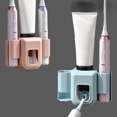 1Pcs Wand Halterung Elektrische Zahnbürste Halter Doppel Loch Automatische Zahnpasta Spender Badezimmer Zubehör Wasserdichte Zahnpasta Squeezer
