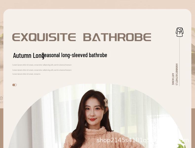 Korallfleece Langer Bademantel - Warme Winter-Homewear-Pyjamas