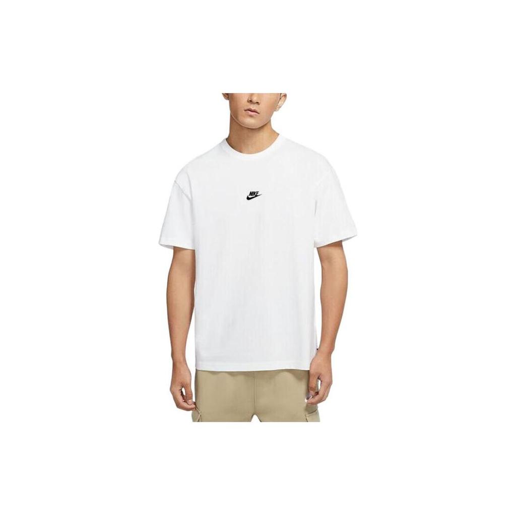 Nike Sportswear Premium Essentials Solid Logo Print Loose Casual Crew Neck Short Sleeve T-Shirt Men Tops White DO7393-100