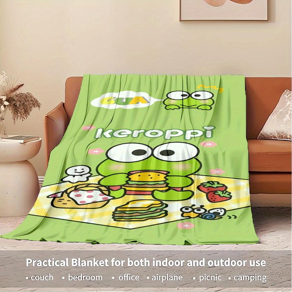 1pc Flannel Keroppi, Picnic, CuteThrow Blanket, Cartoon Truck Pattern Printed Blanket, Warm Cozy Soft Blanket For Couch Bed Sofa Car Office