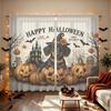 2Pcs Halloween Dachshund Pumpkin Bat Rod Pocket Curtains Double Panel Window Curtain For Bedroom Living Room Halloween Party