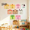 Number Hopscotch Rugs Lattice Floor Stickers, 1-10 Game Decals, Removable Indoor Hopping Tiles Cartoon Animals Wall Decals for Classroom School