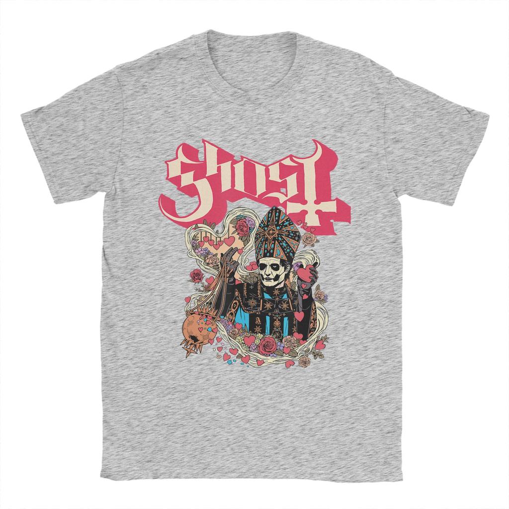 Ghost Band Valentines Day Flower Heart Skull T Shirt Summer Cotton TShirts For Man Hipster Tee Shirt ShortSleeve Vintage Tees