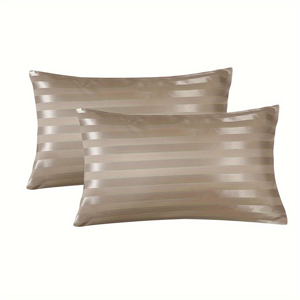 Stripe Pattern Envelope Closure Silky Pillowcase Set of 2 - Super Soft Weave, Hair and Skin Friendly, Machine Washable, Hotel Quality