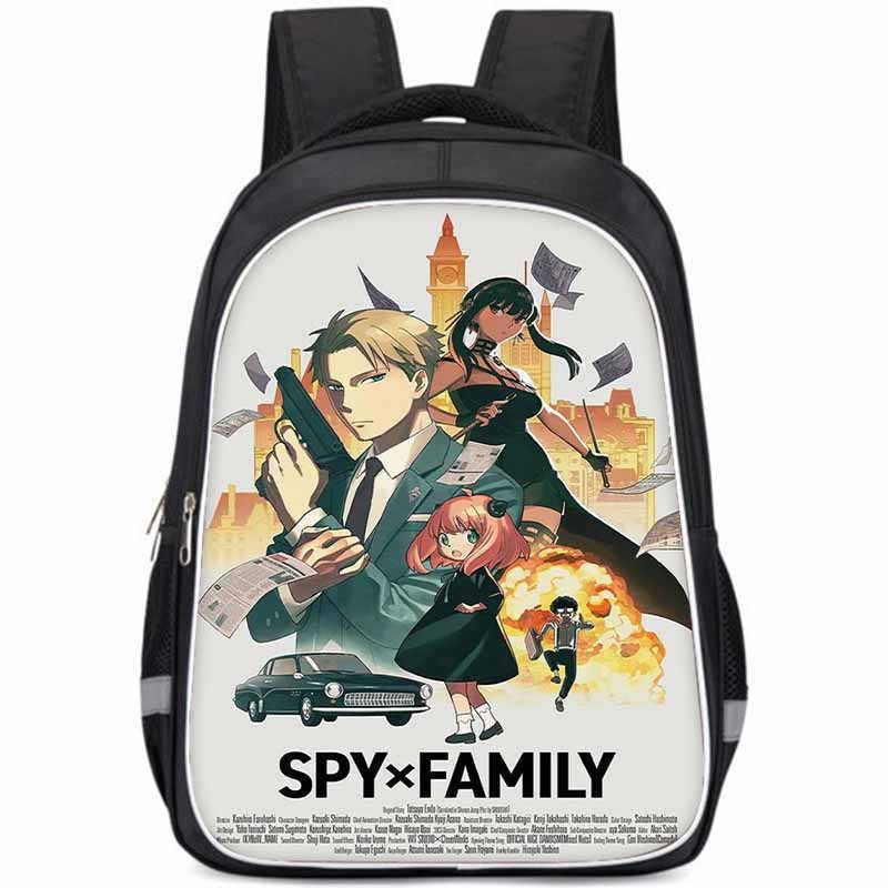 Geräumiger Spy Family Rucksack für Kinder Leichte Oxford-Stoff Schultasche