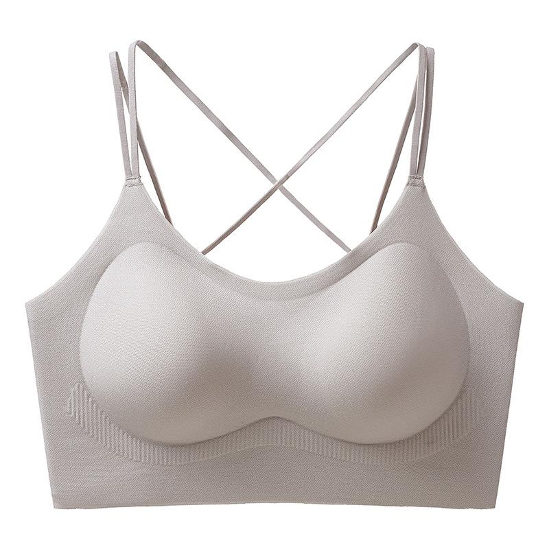 Spring Seamless Ice Silk Suspender Underwear Thin Shoulder Strap Cross Beautiful Back Breathable No Steel Rim Comfortable Vest