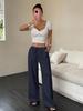 2026 Women's Casual Wide-Leg Pants with Knot Waist and Textured Fabric