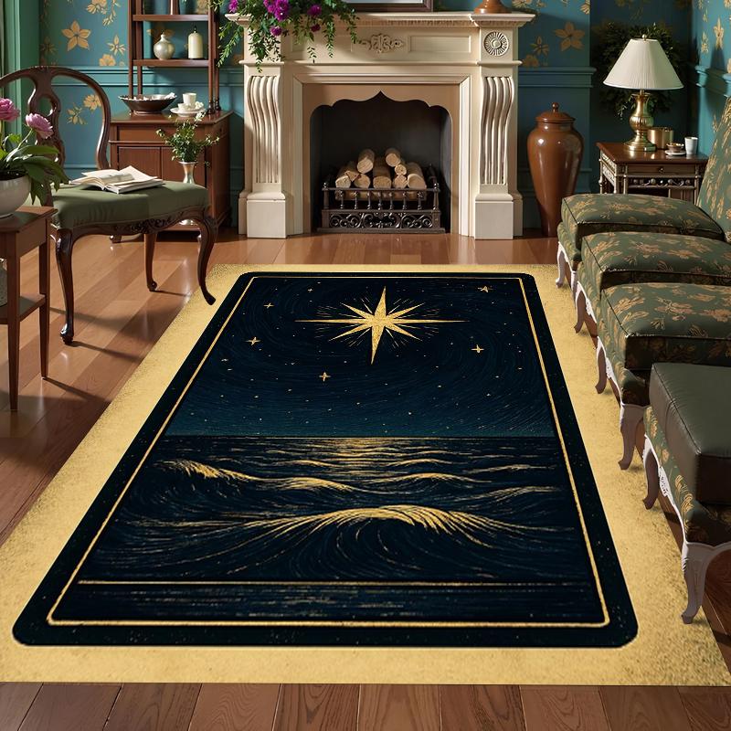 

Starry Night Ocean Area Rug Collection Non Slip Wear Resistant Soft Washable Entryway Floor Mat for Living Room Bedroom Decor 40X60cm