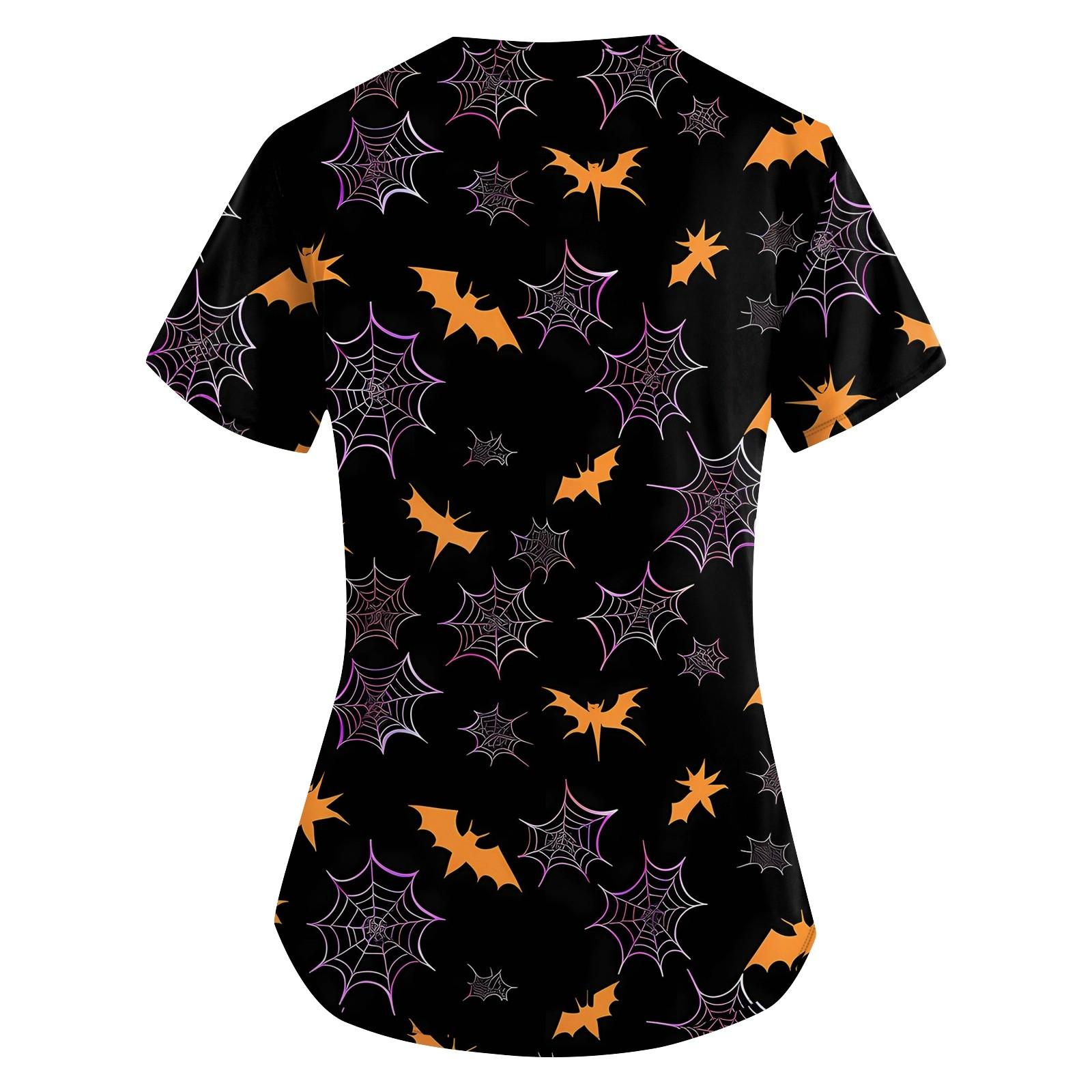 Женская мода V-образным вырезом с короткими рукавами и карманами Топы с принтом — фото 4