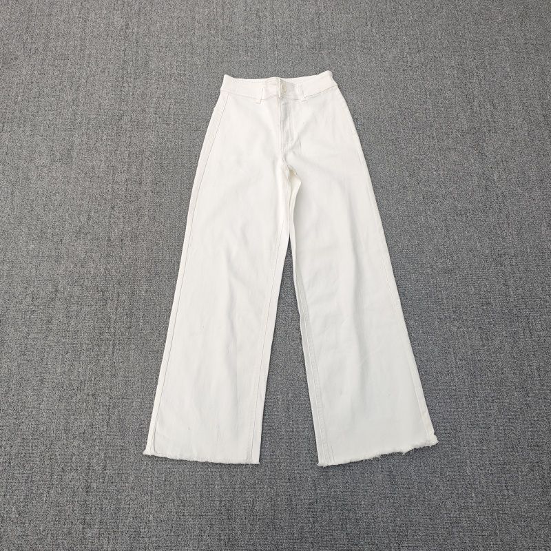 

Европейские и американские весенне-летние осенние брюки прямого кроя с высокой посадкой, эластичный хлопок, мягкие, приятные к коже, узкие брюки с широкими штанинами, брюки Candy Burrs Женские Beige White 6