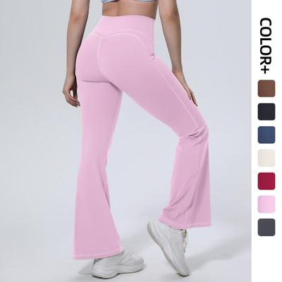 Pantalones de Yoga Acampanados de Cintura Alta Europeos y Americanos: Delgado, Amigable con la Piel, Levanta Glúteos para Correr, Pilates y Uso Casual