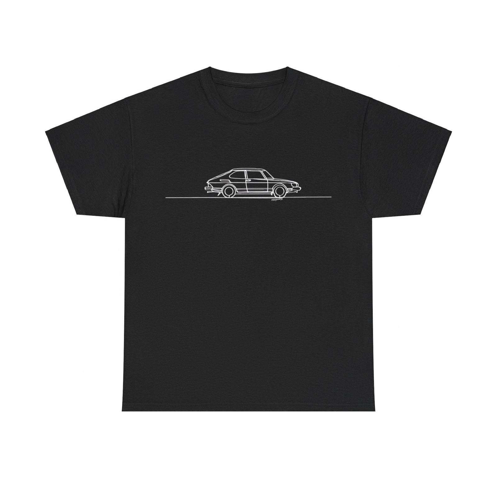 Saab 900 White Design Car Silhouette T-shirt S