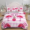3D Flamingo Printed Bedding Set King Queen Size Cartoon Pink Animals Duvet Cover With Pillowcases 2/3pcs Polyester Quilt Cover