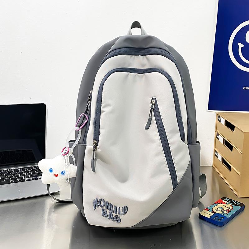 Schoolbag female high school student American retro large capacity backpack trendy letter embroidery college student couple backpack