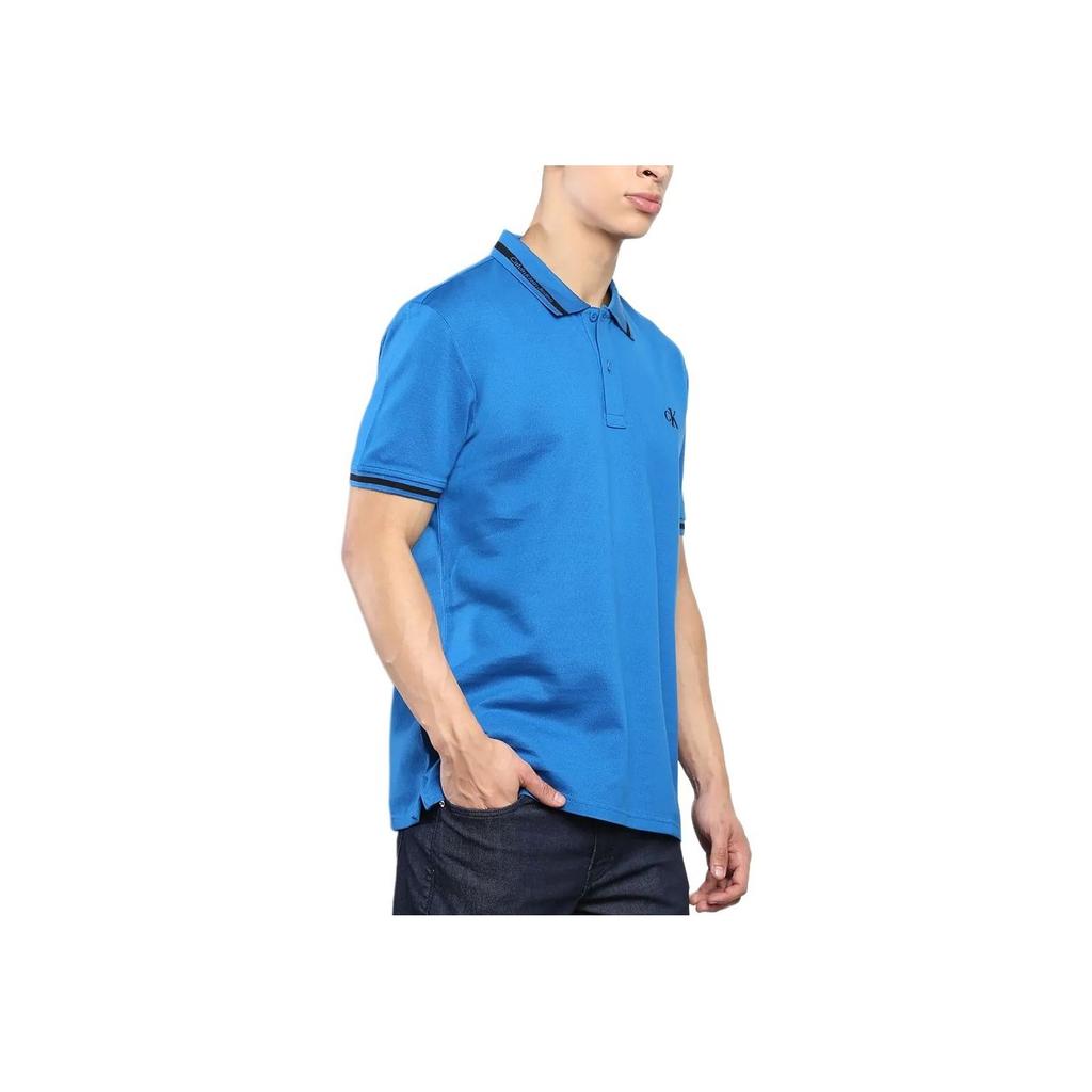 Calvin Klein Comfortable Minimalist Letter Print Short Sleeve Polo Shirt Men Tops Blue J323200-C3B