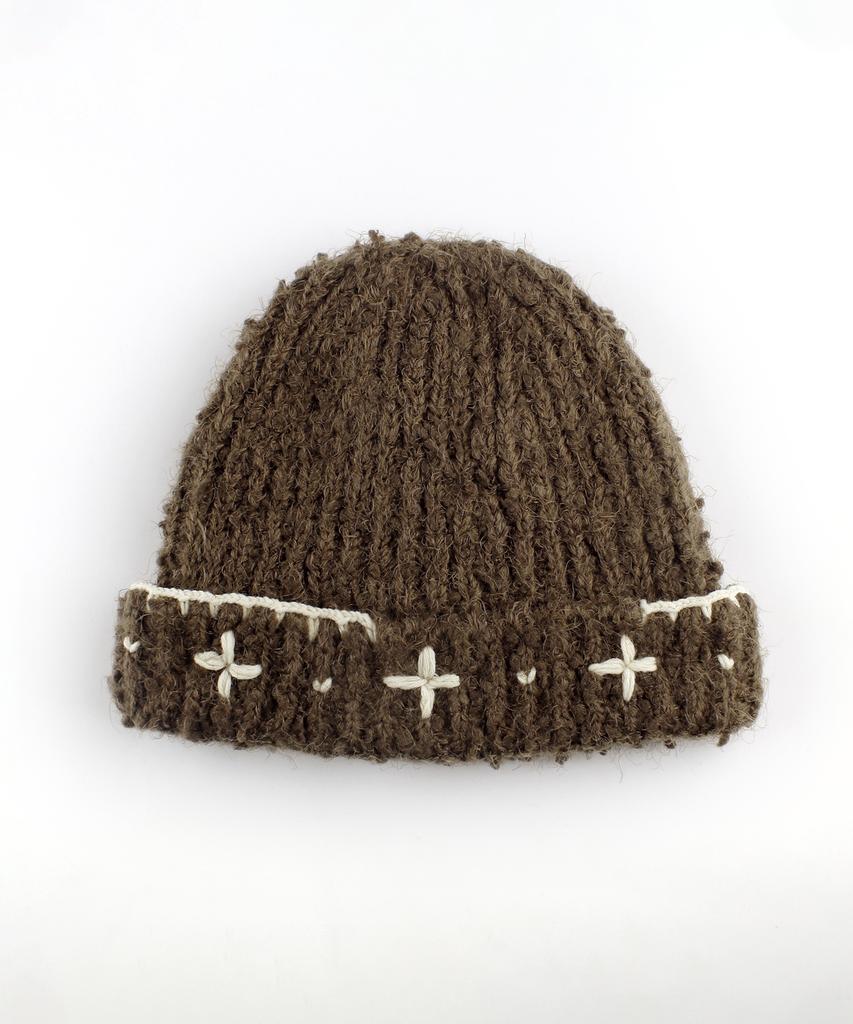 RUBATI Floral Hand-Stitched Beanie_Brown