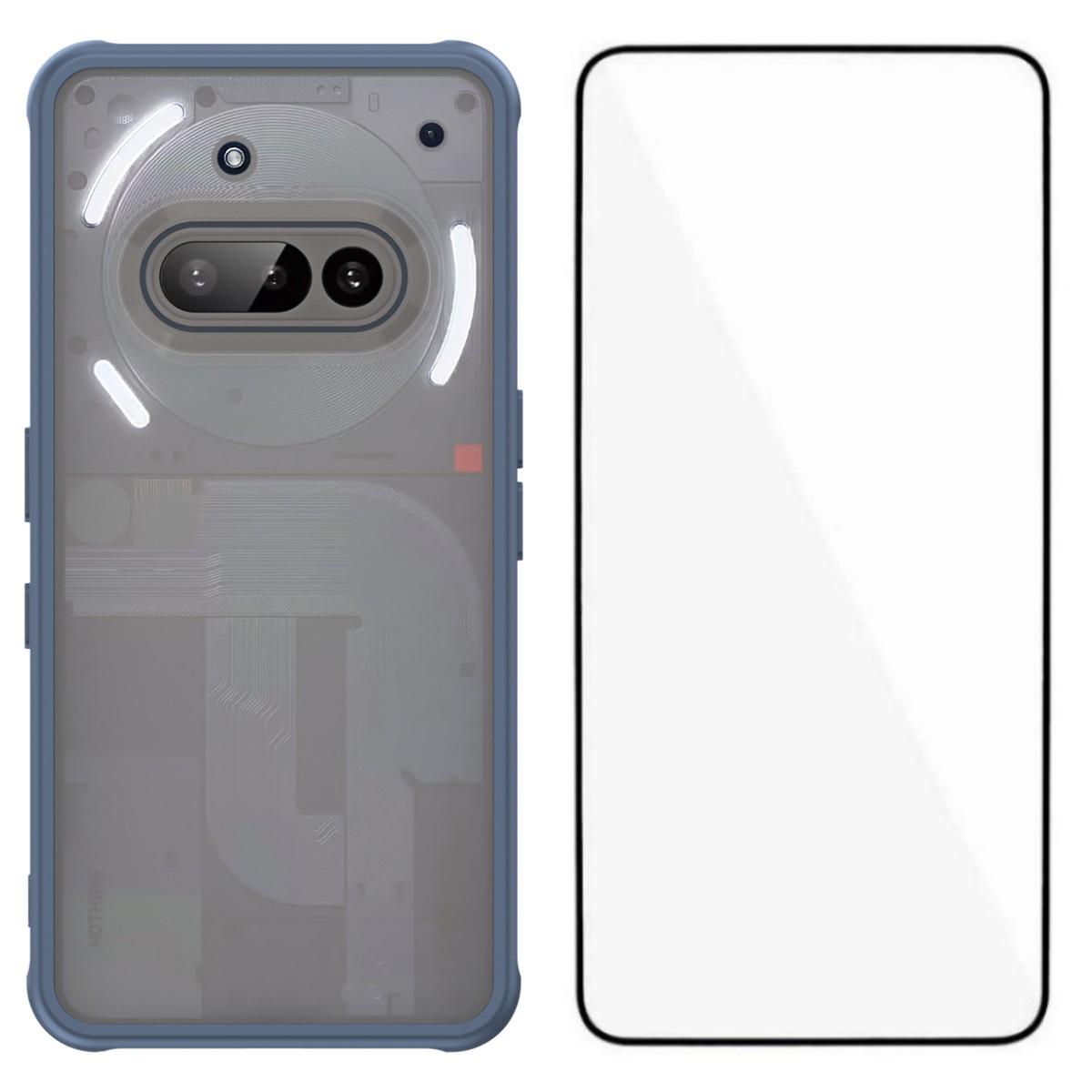 

For Nothing Phone (3a) Case with Screen Film WANLONFENG FD Series Skin Touch TPU PC Phone Back Cover Blue