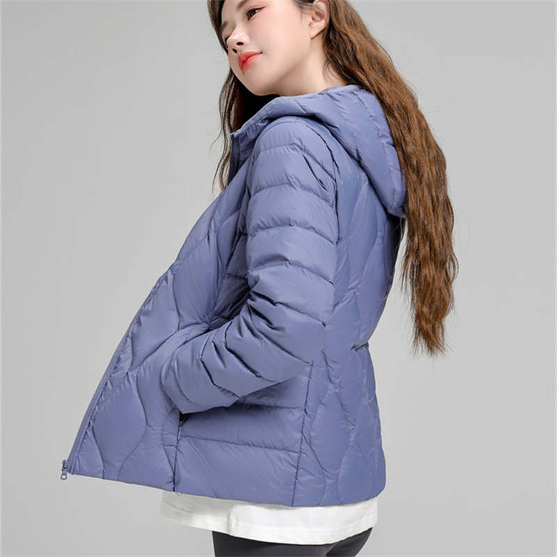 Lightweight Down Jacket Women's Short Hooded Autumn And Winter Slim Fit Versatile Long Sleeved White Duck Down Warm Jacket