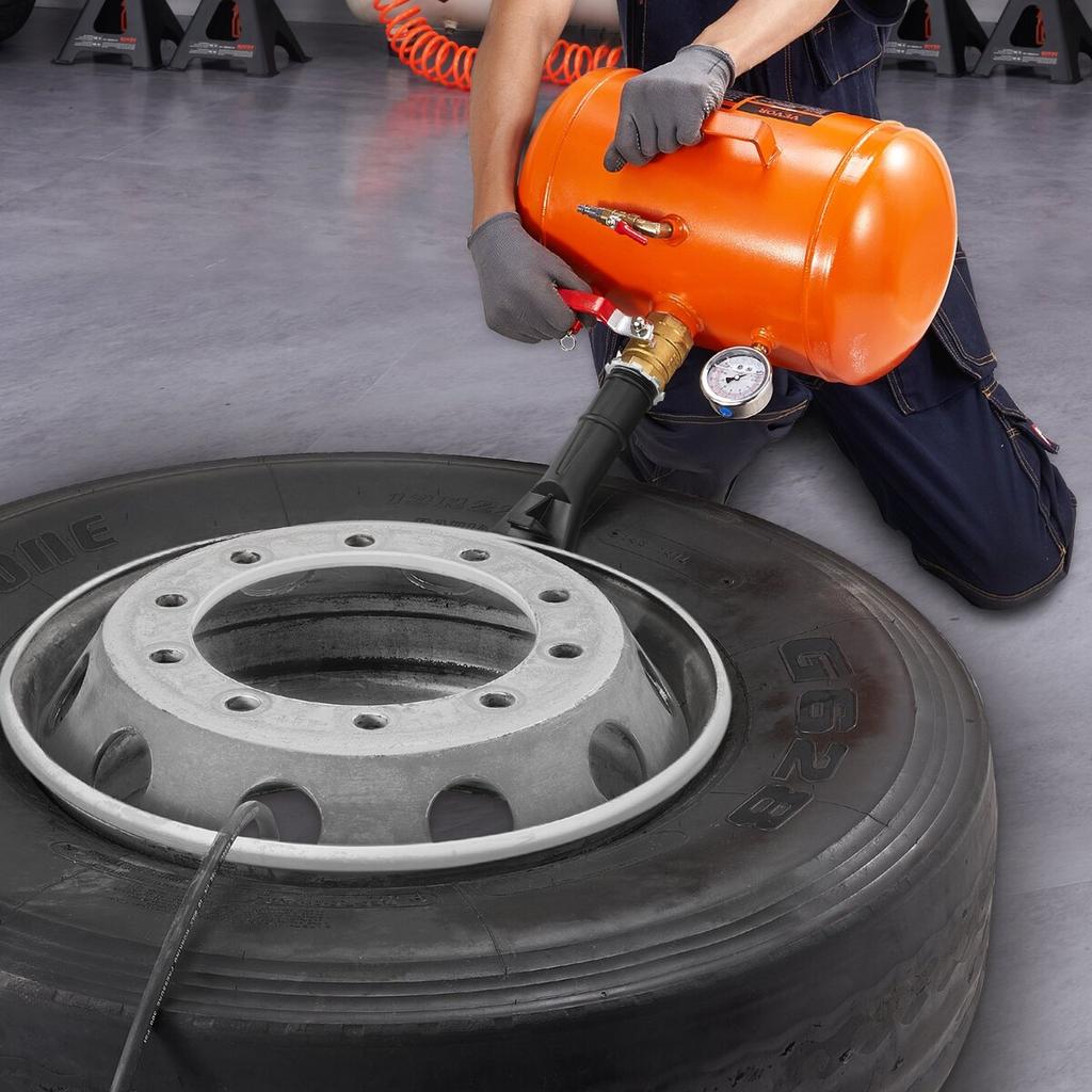 Tire Bead Blaster, 5 Gallon/19L Capacity, Includes Pressure Gauge & Handle, 145 PSI Max Inflation Tank, Operates Between 85-116 PSI for Cars, Trucks,