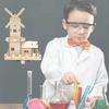 Children's Wooden Diy Dutch Windmill Science Toy Electric Light House Educational Model