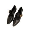 Comfortable temperament soft sole thick heel leather surface single shoes new niche design Mary Jane