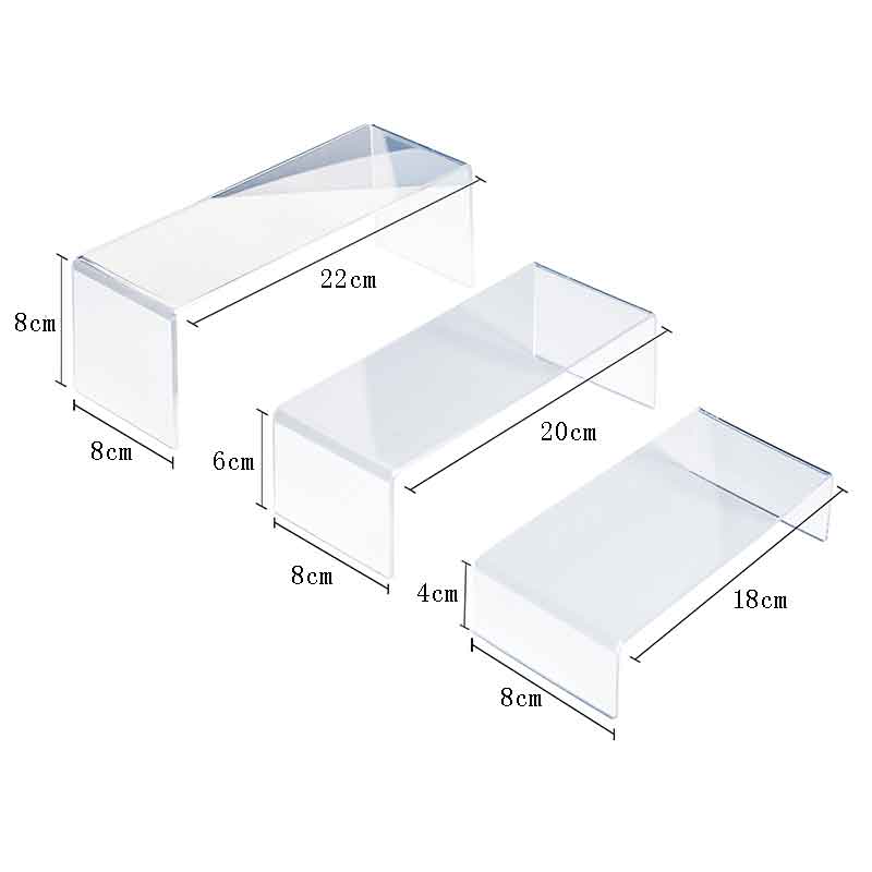 Clear Acrylic Display Risers,3-Tier Risers Stands for Funko Pop Figures Jewelry Showcase Candy Dessert Cake Large