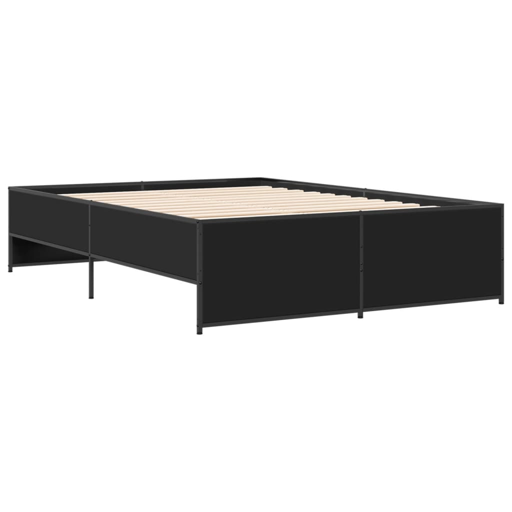 Black Bed Frame 120 x 190 cm Particleboard and Metal
