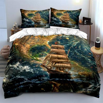 Vintage Ship Adventure Decor Soft Comfortable Duvet Cover Bedding Set Included 1*Duvet Cover & 2*Pillowcases, Gift