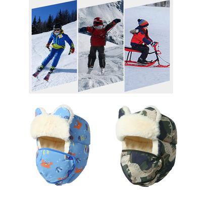 Children Winter Hat Ushanka Cap Mask Trapper Hat Kids Waterproof Earflaps Hat Trapper Hat Skiing Hat with Earflaps