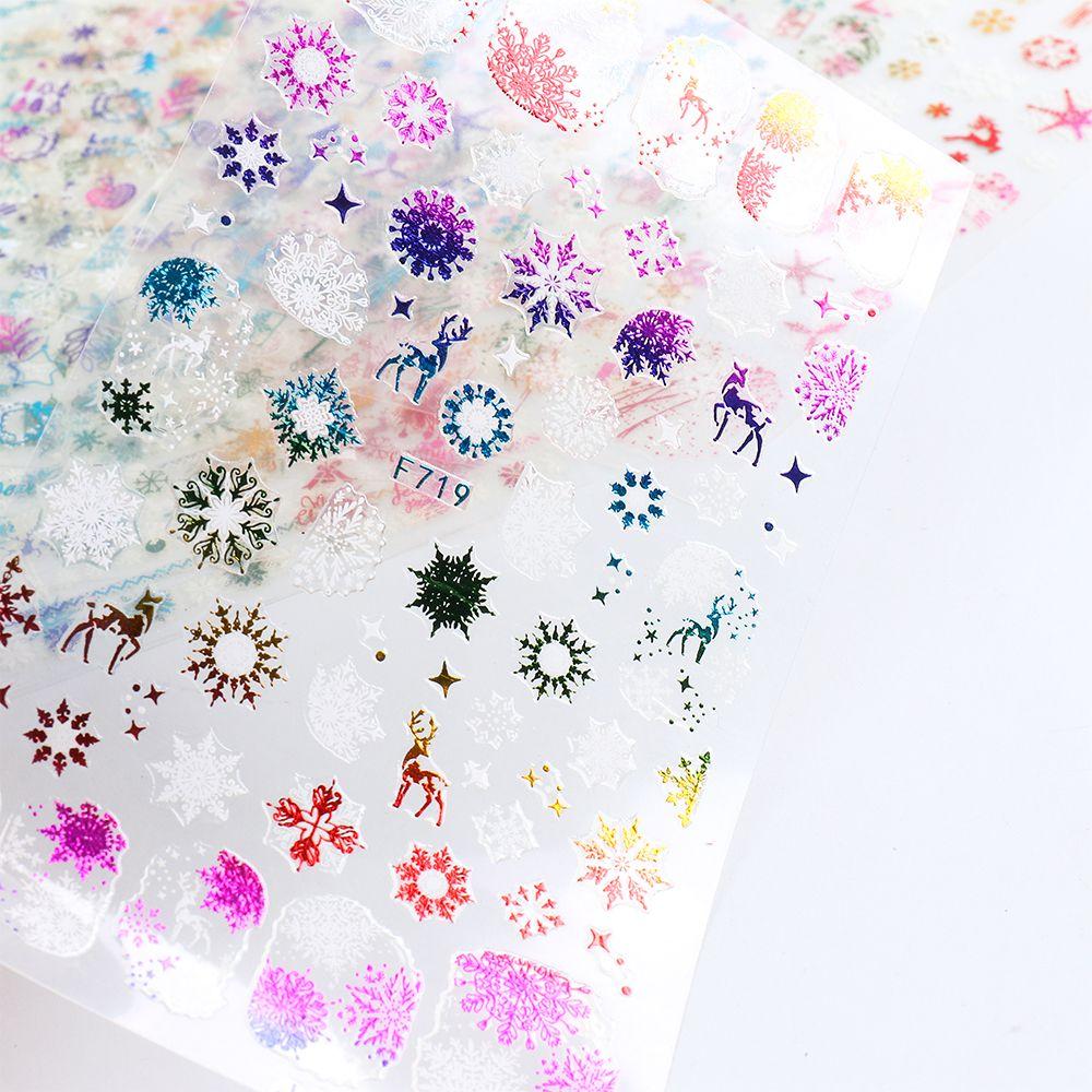 Winter Transfer Decals Xmas 3D Christmas Nail Stickers Snowflakes