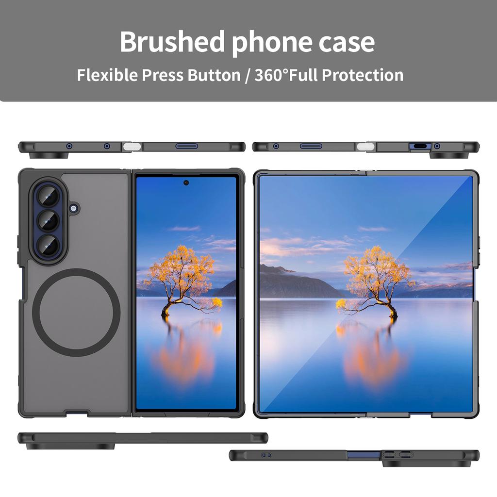 Luxus Z Fold7 Schlank Matt Für Magsafe Hülle für Samsung Galaxy Z Fold 7 PC TPU Hybrid Armor Magnetisches Kabelloses Laden Rückabdeckung