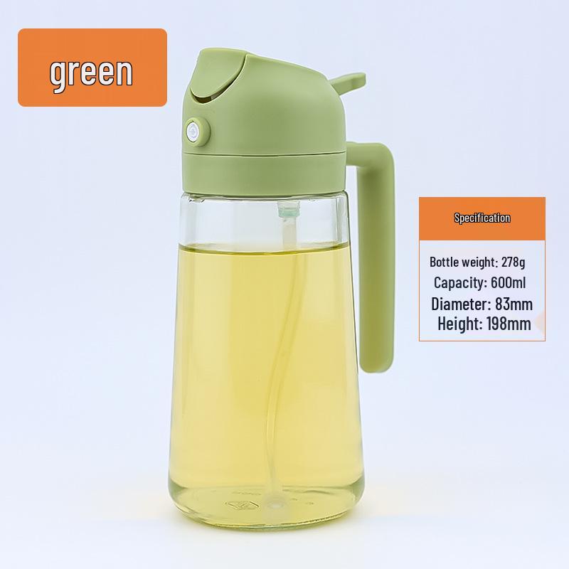 Large Capacity Dual-Use Glass Oil Bottle - Pour & Spray with No-Drip Atomizing Feature for Kitchen.