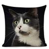 1Pcs/Set Linen Pillow Cover Black White Hand Painting Yellow Cute Cat Kitchen Chair Cushion Cover Home Decorative Pillow Case