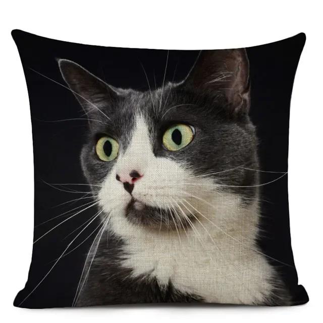 1Pcs/Set Linen Pillow Cover Black White Hand Painting Yellow Cute Cat Kitchen Chair Cushion Cover Home Decorative Pillow Case