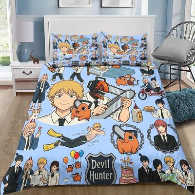 Anime 3D Printed Chainsaw Man Duvet Cover Pillowcase Bedding Set Kids Boy Girl Bedroom Decoration 2/3piece Set Full Size