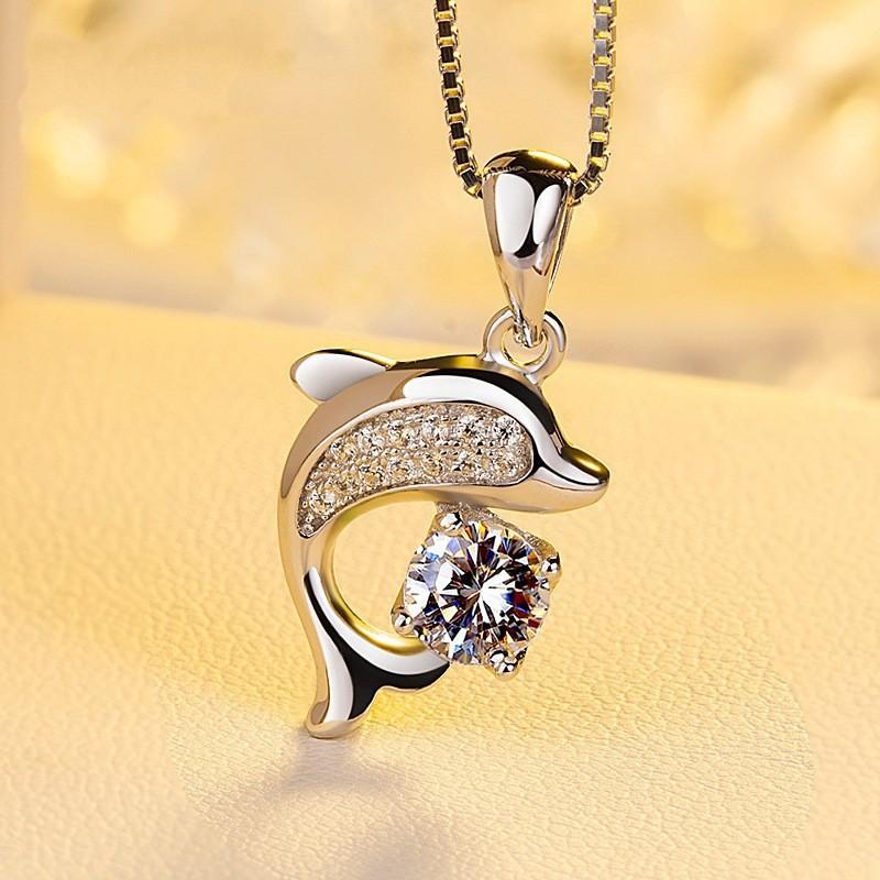 Zhenrong's New Jewelry Collection Women's necklaces Silver-plated necklace pendant Female Dolphin Pendant One piece