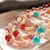 Retro Gorgeous Natural Chalcedony Mahogany Pattern Shell Sunstone Collarbone Chain Necklace