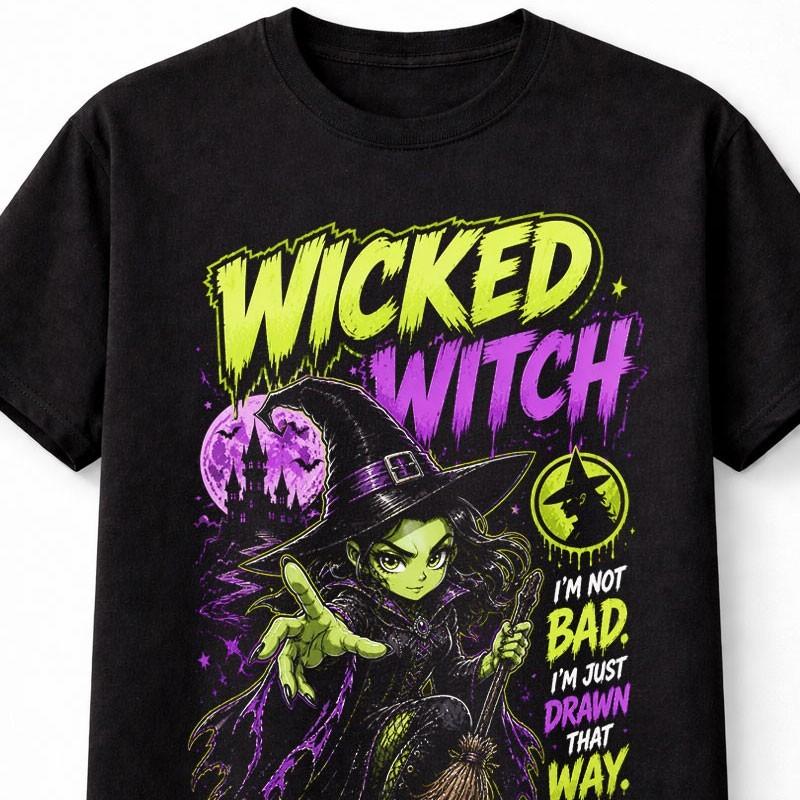 Wicked Witch Gothic Halloween Graphic Tee Spooky Witchy Unisex TShirt