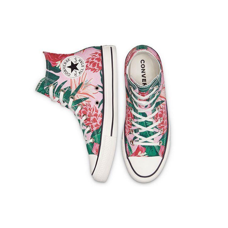 Converse Chuck Taylor All Star High Jungle Scene - Pink Floral Print Unisex Sneakers Egret Black 171077C