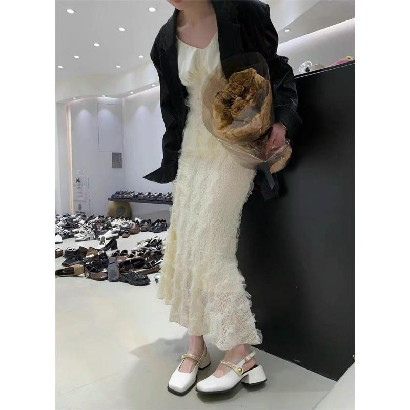 

High heels women s thick heel bag head sandals new spring and summer Mary Jane single shoes with skirt small leather shoes evening shoes 40