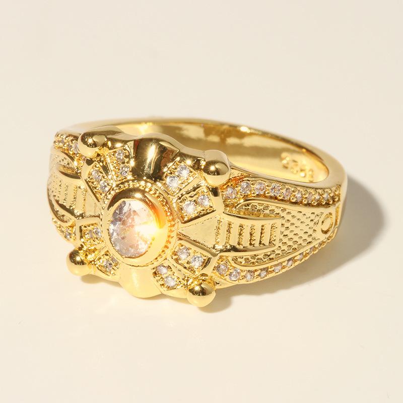 Jewelry Men'S Style Rudder Personalized Gold Men'S Ring, Imitation Square Diamond Ring Fashionable Men'S Ring