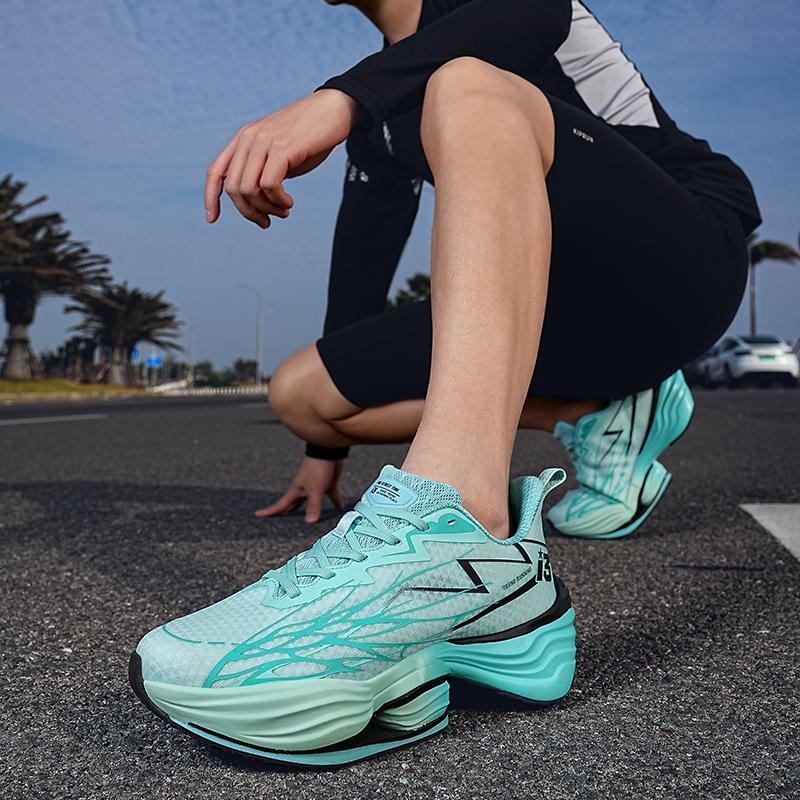 Marathon Carbon Plate Air Cushion Men Sports Running Shoes Breathable Lightweight Women's Comfortable Athletic Nonskid Sneakers