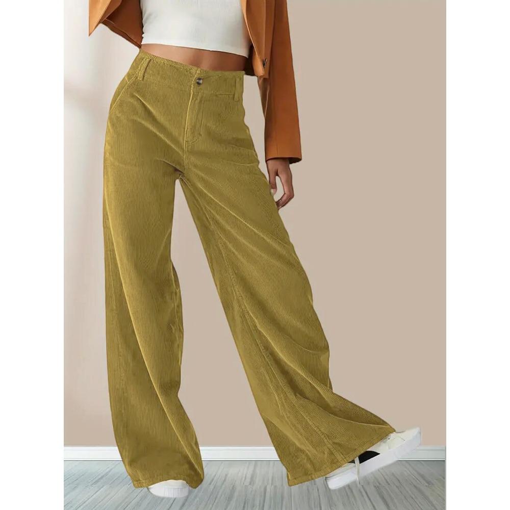 Slouchy High-waisted Casual Straight Pants for Women