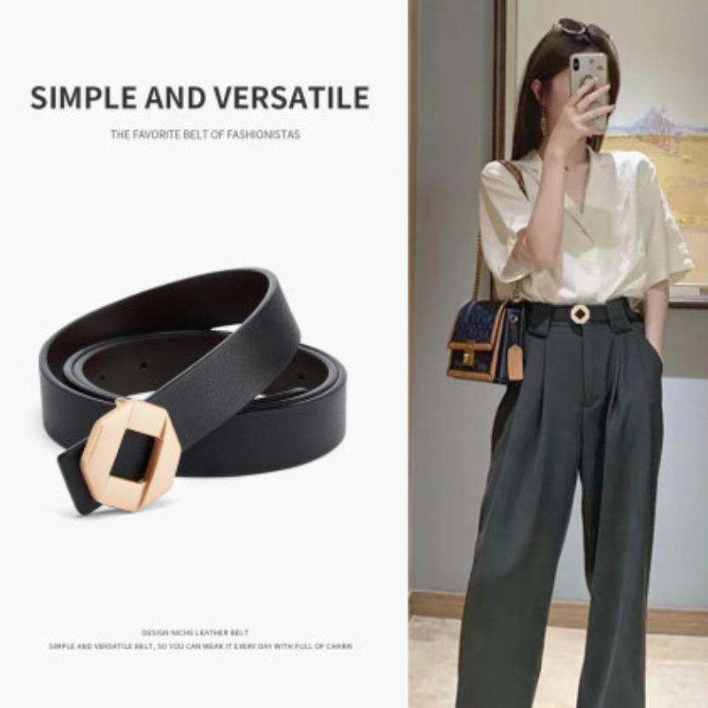 New Women'S Belt Leather Thin Belt Casual Versatile Jeans Belt Suit Pants Decorative Korean Version Belt