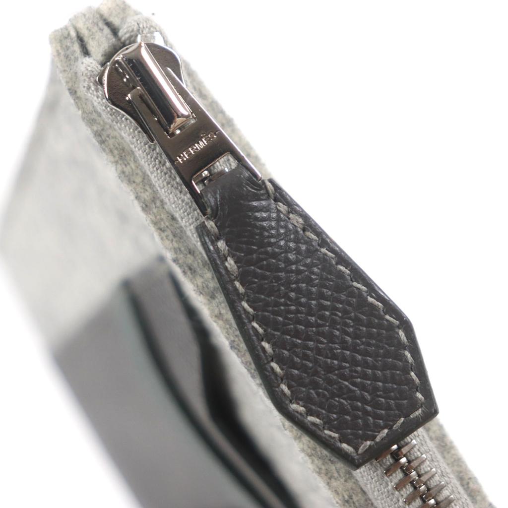 Tolle HERMES Clutch-Tasche TOO DOO 29 Flache Tasche grauer Filz Herren Gebraucht